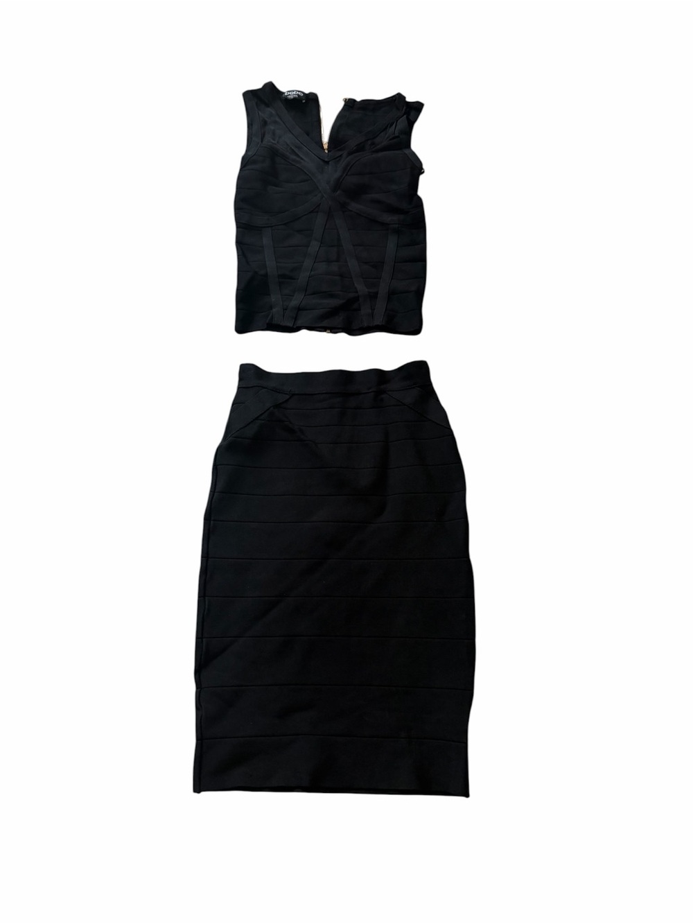 bebe Black Bandage Two-Piece Skirt Set